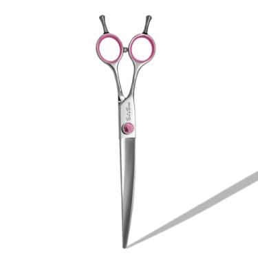 Imagem de SnipStar 7,5 polegadas tesoura de cão de estimação VG10 alta gama esquerda tesoura de cuidado 30 graus tesoura curva, rosa