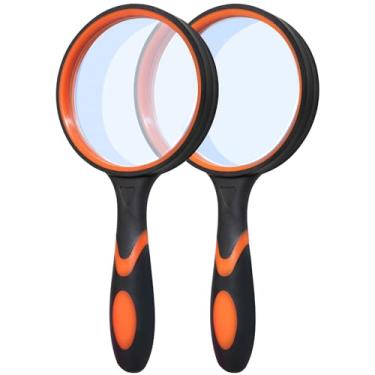 Imagem de Wapodeai Lupa, Óculos De Aumento Portáteis 10X Com Alça Borracha Para Pendurar, Lente Grande 75 Mm Idosos E Crianças, Livro Leitura Perfeito, Hobbies, Observação Científica, Laranja - Pacote 2