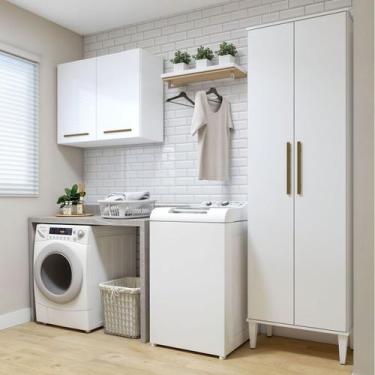 Imagem de Lavanderia Completa São Gonçalo 4 Portas 6 Prateleiras Branco - Kaiki 