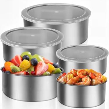 Imagem de Conjunto de 5 Peças, Bowl Inox, Tigela Inox, Saladeira com Tampa, Últimas Tigelas de Cozinha, Tigela de Cozinha Premium, Stainless Steel Bowl