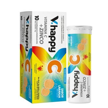 Imagem de Suplemento Alimentar V.Happy Vitamina C + Zinco 10 Comprimidos Efervescentes