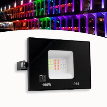 Imagem de Refletor Led Holofote 100w Bivolt Rgb Colorido C/Controle