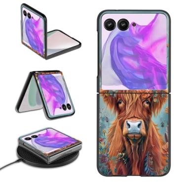 Imagem de Capa para celular Motorola Moto Razr 2024 para Moto Razr 50 capa para mulheres e homens fina rígida PC fina leve carregamento sem fio proteção à prova de choque capa flip para Moto Razr 2024, Highland