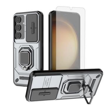 Imagem de Asuwish Capa de telefone para Samsung Galaxy S25 5G com capa de câmera deslizante protetor de tela de vidro temperado suporte de anel robusto fino protetor híbrido celular S 25 25S 25 25S SM-S931U