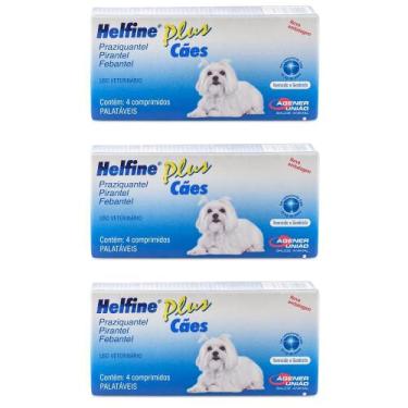 Imagem de Combo 3 unidades Helfine Plus Vermífugo para Cães - 4 comprimidos - Ag