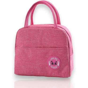 Imagem de Bolsa Térmica Lancheira, 23x20x14cm, Azul Marinho, Reutilizável para Trabalho e Academia, à Prova de Vazamentos (Rosa)