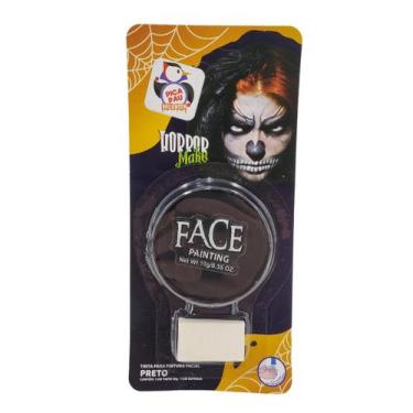 Imagem de Tinta Facial Preto Horror Make com Esponja  Maquiagem Artística Hallow