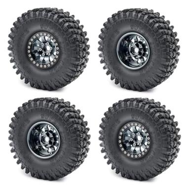 Imagem de MORFUM 1.9 Inch Beadlock Wheels and Tires Set 120mm Tall Soft Sticky 1.9 Mud Slingers Tires & Aluminum 1.9 Beadlock Wheels for RC 1/10 Crawler TRX4 SCX10 Gen8 Upgardes (Titanium)