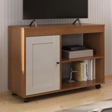 Imagem de Rack para TV Até 42 Polegadas Rio 1 Porta Cinamomo/Off White - Pnr Móv