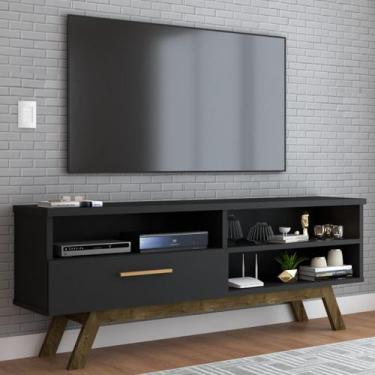 Imagem de Rack para TV Até 55 Polegadas Bolonha 1 Porta Preto - Panorama Móveis,