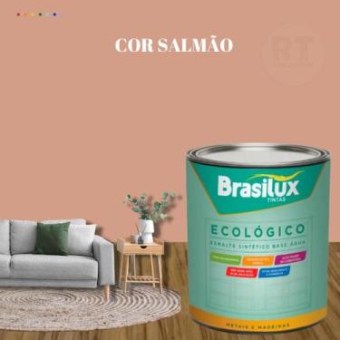 Imagem de Esmalte Sintético Brasilux Base Água Ecologico Cor Laranja 800ML Brilh
