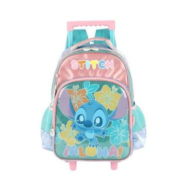 Imagem de Mochila Rodas Stitch Infantil Meninas Disney Kids Escolar, Turquesa