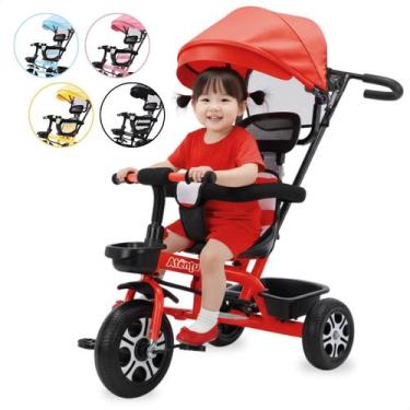 Imagem de Triciclo Infantil com Empurrador e Capota Atentu Motoca Passeio Menino