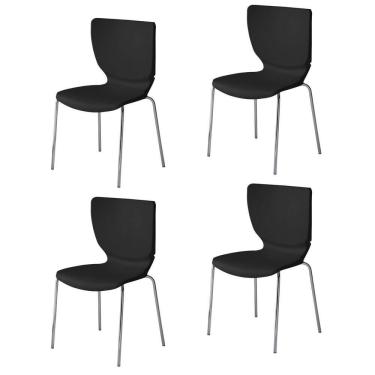 Imagem de Conjunto 4 Cadeiras Empilháveis Mono Preto