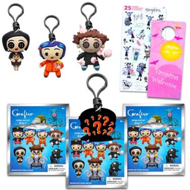 Imagem de Coraline Blind Bag 3 Pack - Party Favors Bundle Includes 3 Mystery Foam Bag Clips Plus Stickers, More | Coraline Mystery Bags for Kids