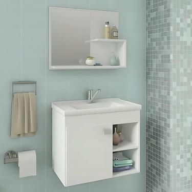 Imagem de Conjunto Gabinete de Banheiro com Cuba Mármore e Espelheira - Rainha d