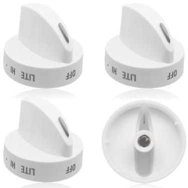 Imagem de 4 peças atualizadas 316442512 manípulo de controle de superfície branco, botão de queimador adequado para Frigidaire, Kenmore, Sears Gas Ranges - Substitui 1465863, AP4327159, PS2332410