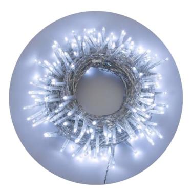 Imagem de Kit 5x Cordão de LED Decorativo, 10 Metros e 100 Luzes Fixas Cada, Branco Quente, para Árvore de Natal, com Conector para Emendas (Branco Frio - Fio Transp, 10m - 127V)