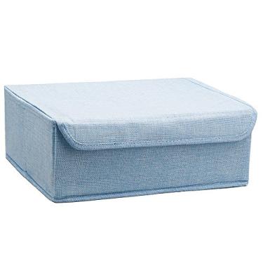 Imagem de Organizador de gaveta dobrável ALYER, divisor de gaveta de roupa íntima para meias calcinhas sutiã gravatas roupas, divisor de armazenamento de armário resistente com tampa, Azul