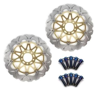 Imagem de Discos de freio dianteiro Arashi Rotores com parafusos de montagem para Kawasaki Ninja ZX12R 00-03, ZZR1200 02-05, Vulcan 1500 VN1500 MEAN STREAK 02-03, Vulcan 1600 VN1600 MEAN STREAK 04-07 Gold
