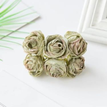 Imagem de 1 peça de flores artificiais, acessório de guirlanda de rosas de seda falsas, decoração de mesa para casa, arranjo floral, buquê de casamento, presente (1 peça/verde)