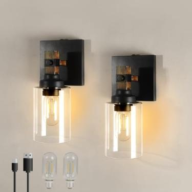 Imagem de Floresita Luminária De Parede Operada Por Bateria, Pacote Com 2 Unidades, Lâmpada De Parede Recarregável Para Fazenda, Sem Fio, Luz De Parede Sem Fio