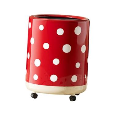 Imagem de FytStycale Lixeira de bolinhas, lata de lixo de 12 litros com rodas, cesto de lixo descoberto, lixeira de reciclagem para sala de estar, dormitório, Pontos Brancos