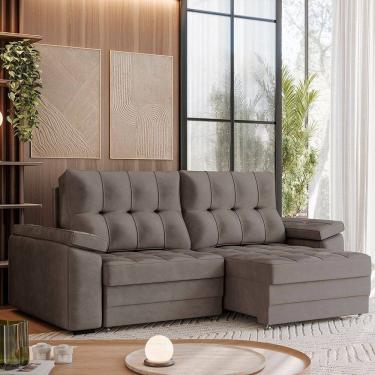 Imagem de Sofá Retrátil e Reclinável 3 Lugares 210cm Danlí Espresso Móveis Capuccino Escuro