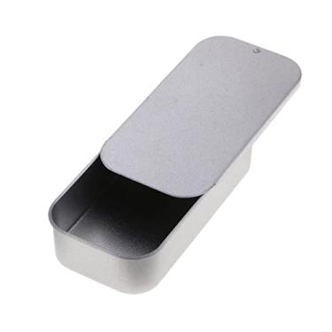 Imagem de LoveinDIY Caixa de folha de flandres prateada, organizador de caixas de armazenamento de metal, caixa de doces em folha de flandres para presente de festa, recipiente retangular para biscoitos, 9 x 4,5 x 2 cm