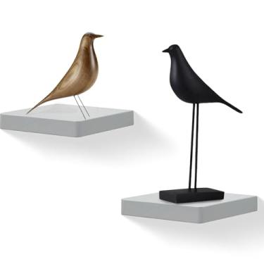 Imagem de FURAOMEILI Prateleiras flutuantes para parede, conjunto de 2 prateleiras quadradas de madeira maciça de 15 cm, pequena prateleira decorativa de parede para banheiro, quarto, sala de estar e cozinha