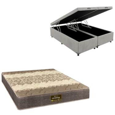 Imagem de Cama Box Baú Bipartida Blindada com Colchão de Espuma Orthopedic (CORINO CINZA, Queen)