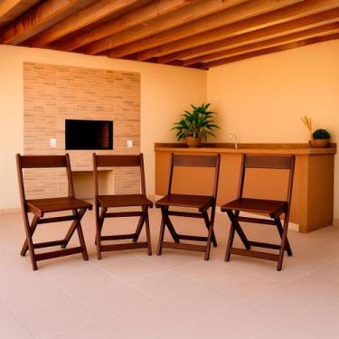 Imagem de Kit 4 Cadeiras Dobráveis de Madeira para bar Ismalu, Imbuia