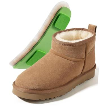 Imagem de Mel&Syd Botas Femininas 100% Pele De Carneiro Australiana - Palmilha Espuma Viscoelástica Atualizada, Camurça Impermeável, Ultra Mini Antiderrapante, Confortáveis Para Inverno, Com Plataforma No Tor