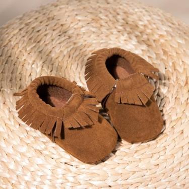 Imagem de Botas infantis com borla de caubói e sola macia antiderrapante para bebês meninas primeiro andador berço, sapatos ao ar livre, A01/marrom, 12-18 Months Toddler