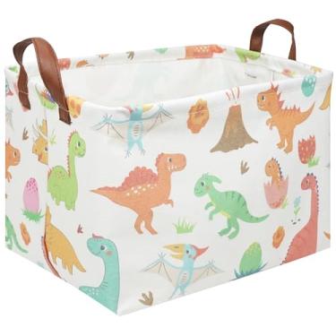 Imagem de FXOCSHE Cesta Retangular De Dinossauro, Caixa Armazenamento Brinquedos Infantis À Prova D'Água Para Quarto, Cesto Roupa Suja Infantil, Decoração Berçário, Cestas Presentes (Dinossauro)