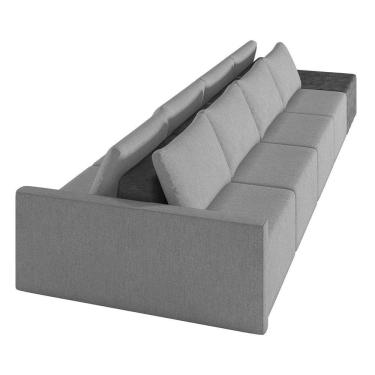 Imagem de Sofá Ilha 4 Lugares Living 392cm Modulado Lary Linho Pu Pto K01 Cor Grafite