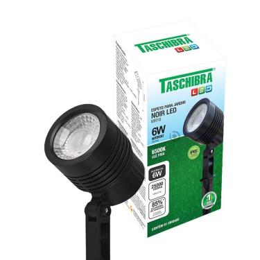 Imagem de Espeto Led Para Jardim Taschibra Noir Mr16 6w Preto Bivolt 6500k Luz Fria