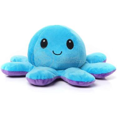 Imagem de Polvo Reversível De Pelúcia Humor Feliz E Bravo Azul E Roxo