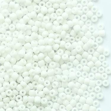 Imagem de Contas de semente de cor branca de 4 mm cerca de 1600 peças/110 gramas em saco, 6/0 contas de vidro para artesanato de brincos e colar (branco)