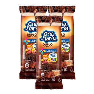 Imagem de Kit 3 Bolinho Ana Maria Duplo QD+ Chocolate 35g