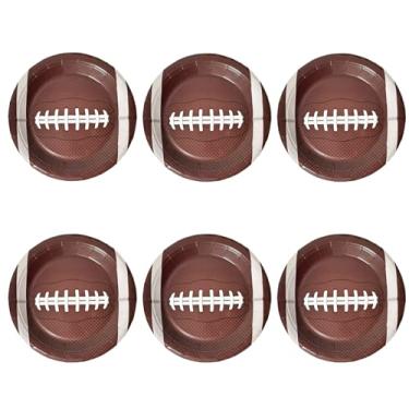 Imagem de NOVIPEROW 60 peças de pratos de festa esportiva, pratos de papel esportivos descartáveis, pratos de futebol para fãs de esportes chá de bebê decorações de festa de aniversário (18 cm, futebol)