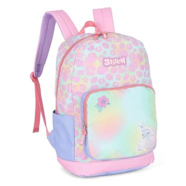 Imagem de Mochila Stitch Grande Casual Reforçada Juvenil Rosa Disney