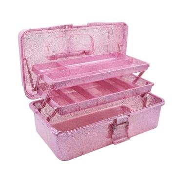 Imagem de AnRui Caixa de armazenamento multiuso de 3 camadas, recipiente para kit de primeiros socorros de emergência, suporte organizador de medicamentos, caixa de ferramentas dobrável portátil para artesanato