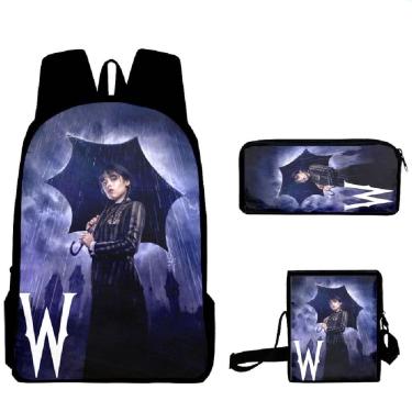 Imagem de Conjunto de mochilas escolares às quartas-feiras, 3 unidades para estudantes