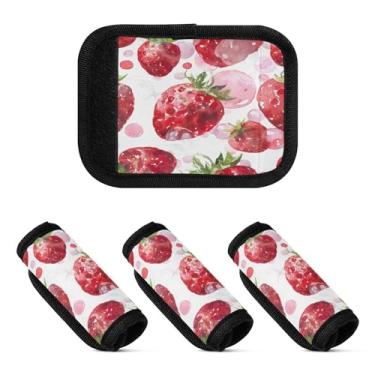 Imagem de Qilmy Delicious Strawberries Bagagem Handle Wrap Pacote com 4 Identificadores de Bagagem Tag Comfort Handle Grips Capa para Carrinho de Viagem Bolsa Mala Avião Acessórios de Viagem 1761