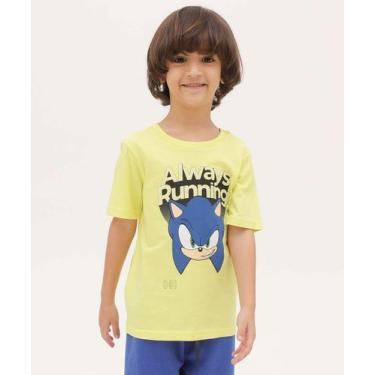 Imagem de Camiseta Infantil Estampada Sonic Tam 4 a 10-10092, 10, Amarelo