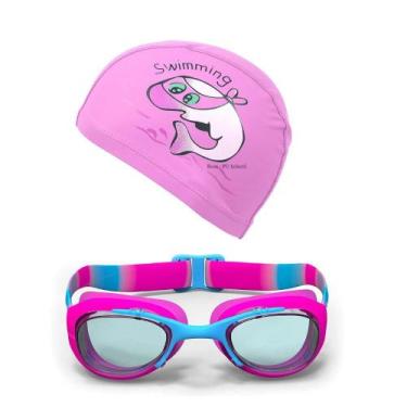 Imagem de Kit Óculos Touca Para Natação Infantil Unissex - Poolsy, Rosa, Azul go