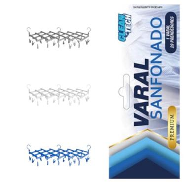 Imagem de Varal Sanfonado com 29 Prendedores, Plástico e Aço, 110cm Ajustável