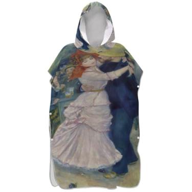 Imagem de Joisal Poncho de surfe para adultos trocador com capuz toalha de praia estampa de dança plus size impressionismo ponchos femininos com capuz