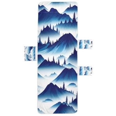 Imagem de Blue Mountain Landscape Trees Chaise Lounge Cover Toalhas de cadeira toalhas de praia de piscina com bolsos espreguiçadeira de piscina costeira 85 x 76 centímetros
